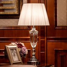 Роскошный классический американский Настольный светильник для спальни, европейская Хрустальная настольная лампа, стеклянный высокий Настольный светильник, прикроватная настольная лампа для гостиницы