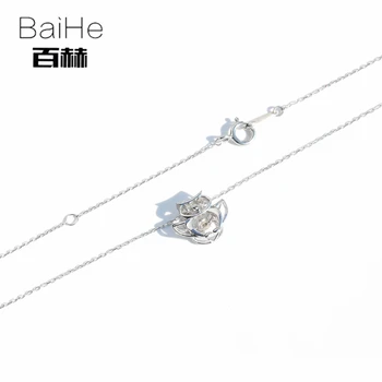 شراءBAIHE الصلبة 18K الذهب الأبيض 0.08CT شهادة H/SI الجولة 100% حقيقية الماس الطبيعي المرأة العصرية الجميلة مجوهرات أنيقة القلائد