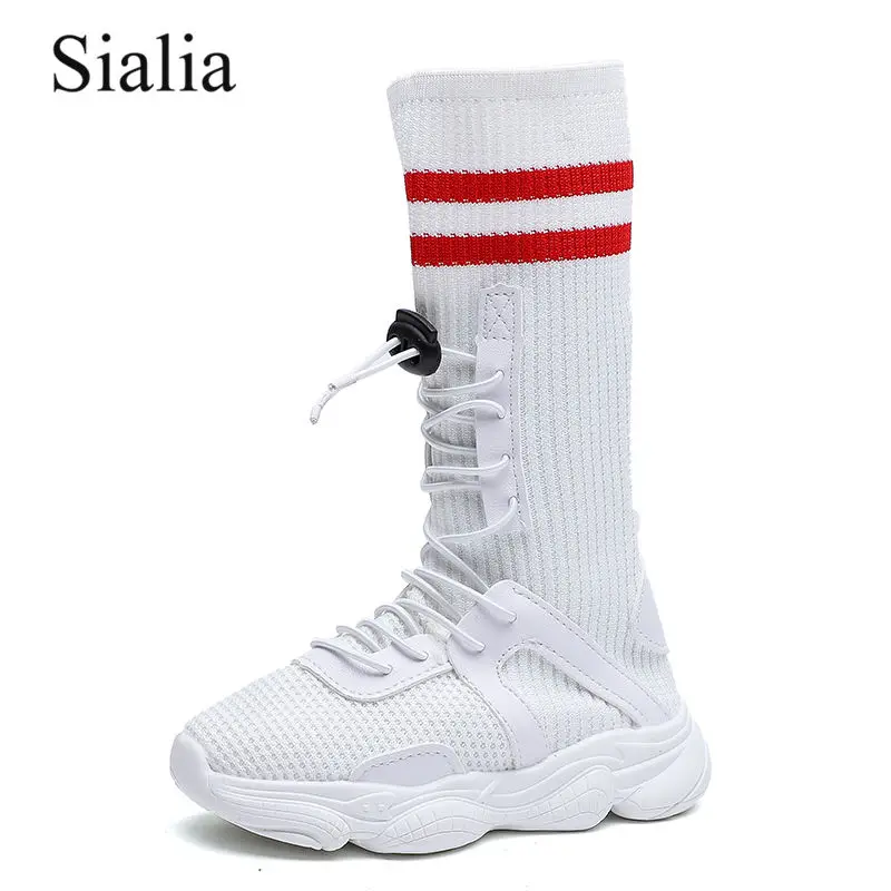 

Sialia High-toe Girls Sneakers For Children Casual Shoes Kids Sneakers School Breathable Mesh Elastic Band tenis infantil menina
