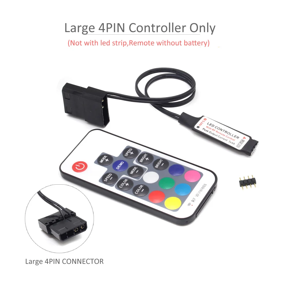 RGB LED Controller 12V SATA RF Wireless Remote Control SATA Large 4Pin RGB LED Strip Controller for PC Computer Case Lighting