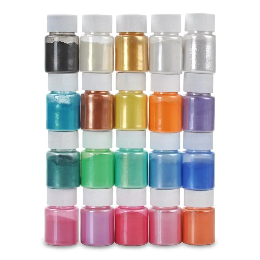

20 Colors Mica Powder DIY Slime Pigment Kit Organized With Pearlescent Pearl Luster Soap Making/Bath Bomb/Nail Art/Eyeshadow