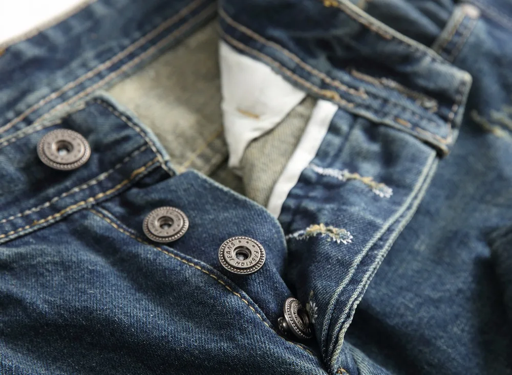 Famous Brand Fashion Designer Jeans Men Straight Dark Blue Color Printed Mens Jeans Ripped Jeans,100% Cotton