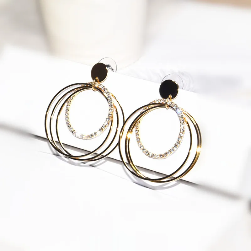 

Ajojewel Multilayer Circle Earrings Simple Fashion Double Square Earring CZ Women Geometric Statement Jewelry Drop Shipping