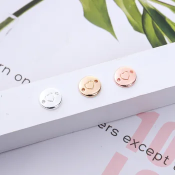 

10mm Rose Gold Silver Double Hole Engraved Heart Charms Pendants DIY Accessories For Handmade Earrings Bracelets Necklace