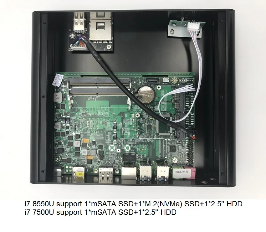 Четырехъядерный процессор i7 8550U DDR4 Ram безвентиляторный мини ПК Windows 10 Pro Kaby Lake Мини компьютер HTPC DP+ HDMI