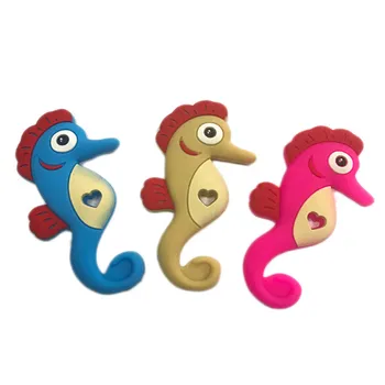 

DIY Nursing Accessories Seahorse Silicone Baby Teethers Sensory Toys CharmsSilicone Chew Teether Pendant Necklace