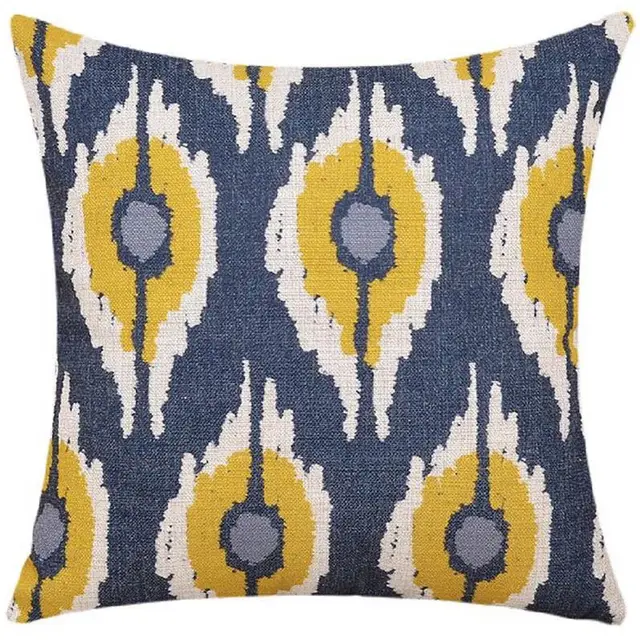 blue and yellow ethnic cushion cover elegant decorative home textile