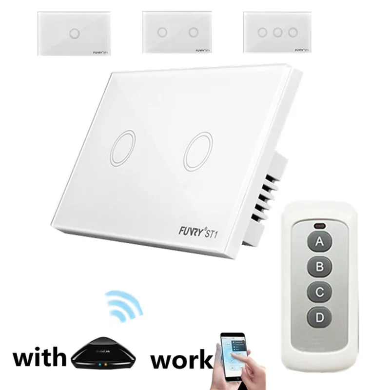 

US Standard Light Switch 1/2/3 Gang 1 Way RF433 Smart house Remote Control light switch+LED backlight,Comaptible Broadlink Pro