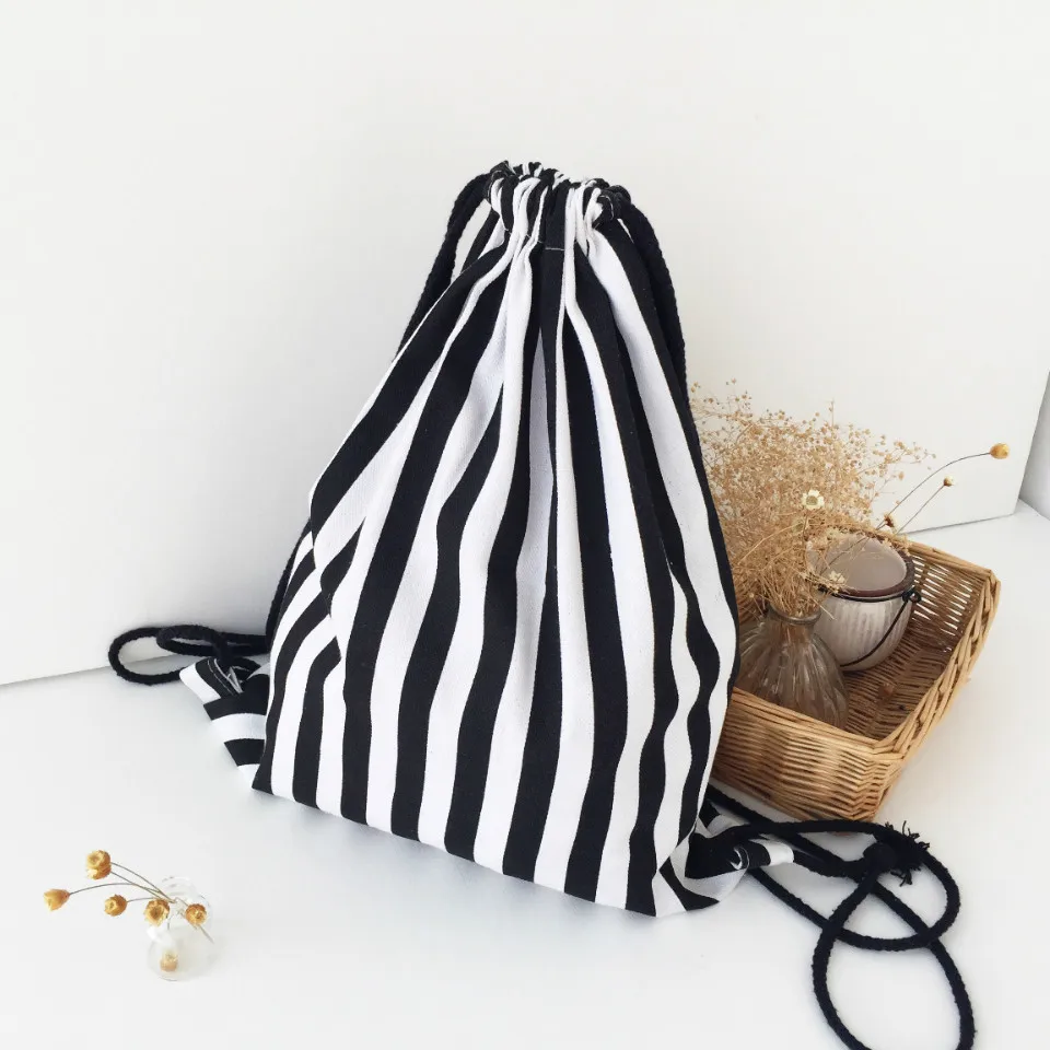 

Canvas Drawstring Bags Fashion String Sack Beach Travel Storage Package Functional Backpack