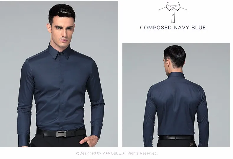 mens short sleeve white shirt High Quality 2021 Brands New Regular Fit Shirts for Men Business Long Sleeve Cufflink Cotton Solid Color Camisas De Hombre mens short sleeve dress shirts