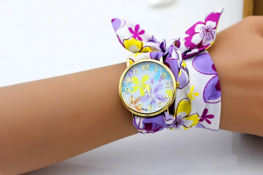 Shsby брендовые уникальные женские наручные часы из цветочной ткани, МОДНЫЕ ЖЕНСКИЕ НАРЯДНЫЕ часы, высококачественные тканевые часы, милые часы-браслет для девушек
