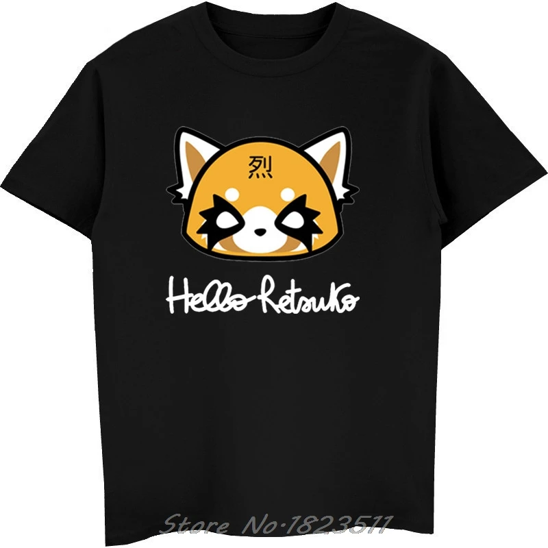 Летняя новая забавная футболка Aggretsuko Мужская модная футболка с рисунком Красной панды Retsuko Camisetas Hombre - Цвет: black new