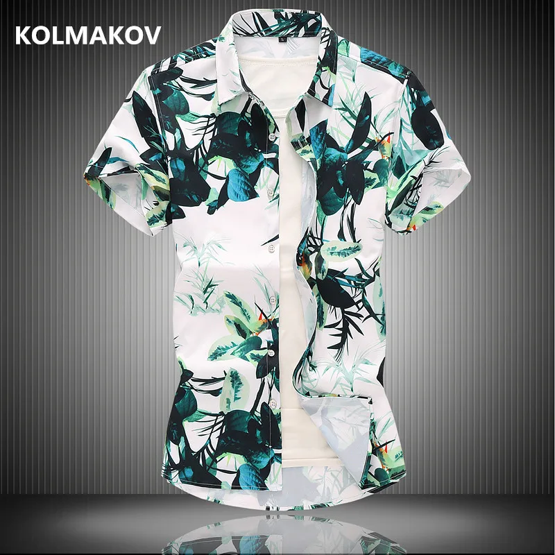 

2019 Men Printing style Shirts Summer Short Sleeve men's casual Shirts Business 100% cotton Man Shirt Plus Size M-7XL CY070