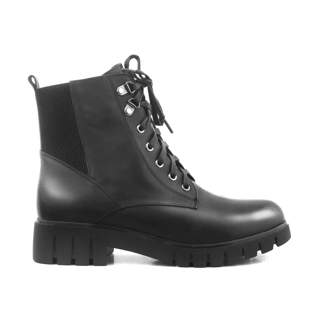 À Chaussures Fermeture Bottes Qualité Main Courtes Moto Peluche Femmes Éclair Hiver Avec Lidian Cheville B29 Vache La Cuir Noir Haute En Véritable xpHqBO