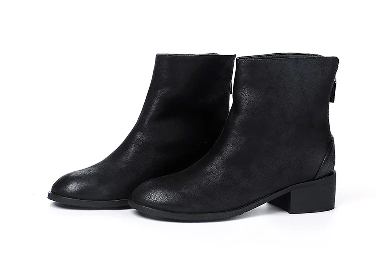 Женские ботильоны ботинки martin черный Кофе Блок каблуки NubuLeather Женские модные зимние сапоги молния женские туфли женская обувь