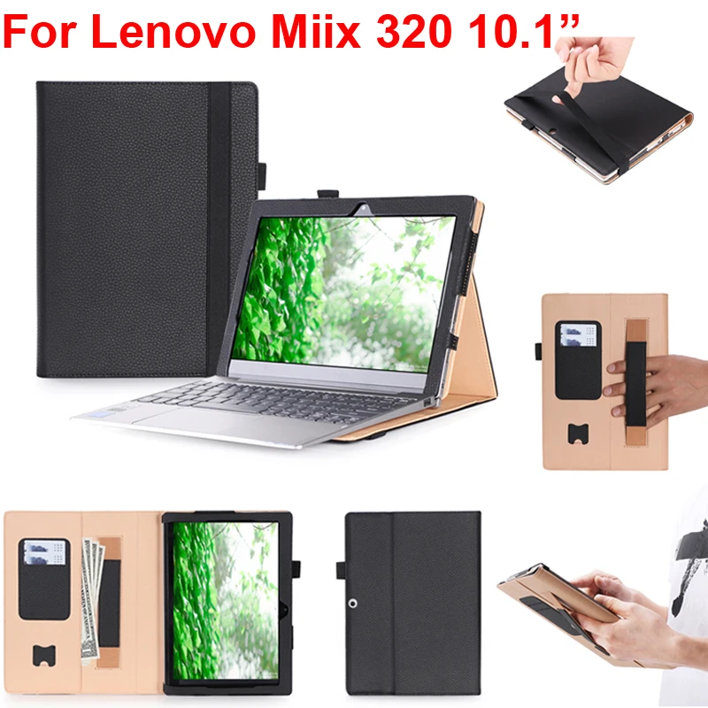 

Handrest PU Leather Case For Lenovo Miix 320 Cover Business Stand Casing Miix320 Bag + Card Slots + Money Pocket Capa Fundas