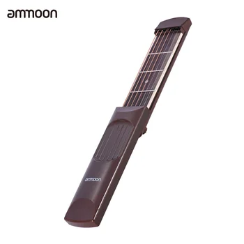 

ammoon Portable Pocket Acoustic Guitar Practice Tool Gadget Chord Trainer 6 String 4 Fret Model Rosewood Fretboard Wood Grain