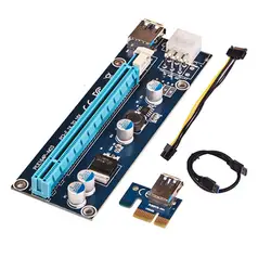 Синий и черный 60 см PCI Express 1X к 16X PCI-E Riser Card USB 3,0 4Pin IDE удлинитель С Питание для BTC шахтера