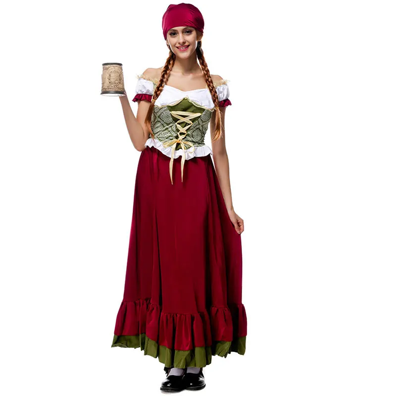 M/XL 2 piece Long German Oktoberfest Maid Beer Girl Costume Wench