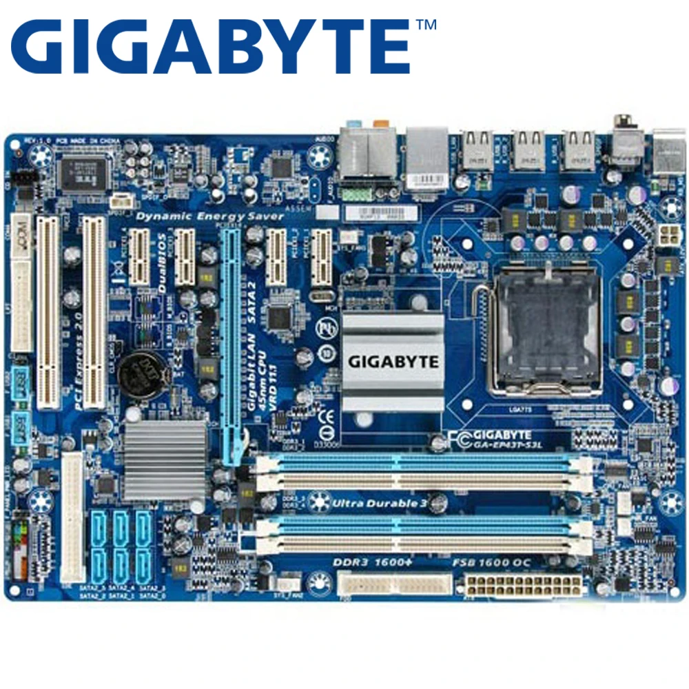 GIGABYTE-GA-EP43T-S3L-Desktop-Motherboard-P43-Socket-LGA-775-For-Core-2-Pentium-D-DDR3