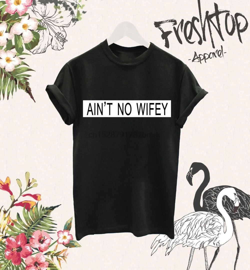 Футболки из 100% хлопка футболка с коротким рукавом AinNo Wifey летняя хит продаж 2019 |