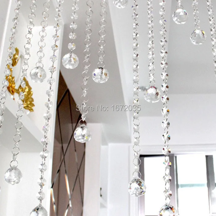 10 метров 30 мм граненый шар+ 14 мм восьмиугольная бусина хрустальная люстра с подвесками стеклянные кристаллы Ламповые призмы части Висячие Подвески