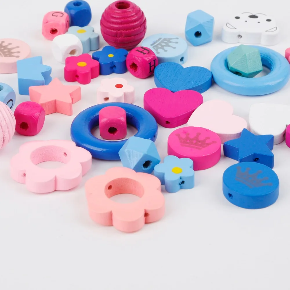 

Multi-pattern Wooden Beads DIY Baby Pacifier Clip Mixed Color Wood Beads For Garment Crafts Decoration Supplies Table Scatter