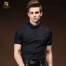 FANZHUAN брендов Костюмы новые летние Для мужчин рубашки Молодежные Популярные творческие забавной вышивкой футболка с короткими рукавами рубашка Для мужчин 822012