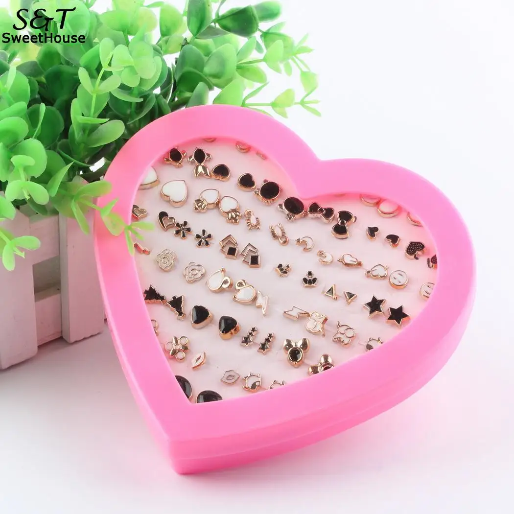 

Set Pairs Women Cartoon Cat Animal Four Leaf Geometric Ear Stud Earrings 36