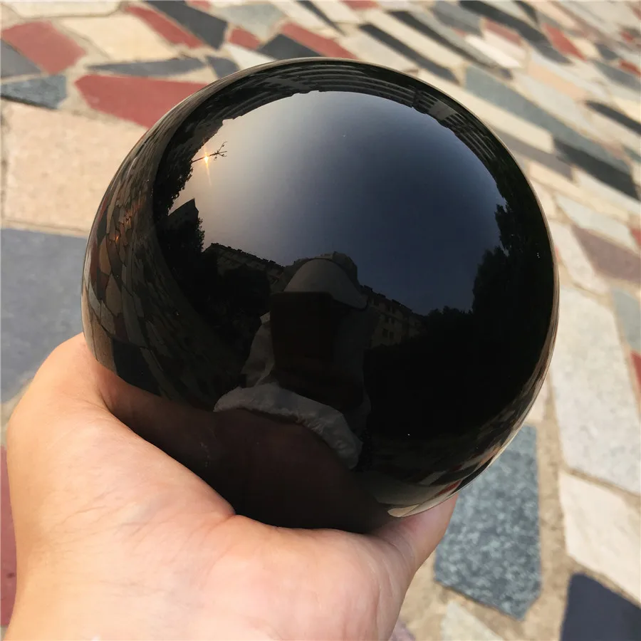 Большой натуральный черный обсидиан Сфера Большой Хрустальный шар Целебный Камень 10 см