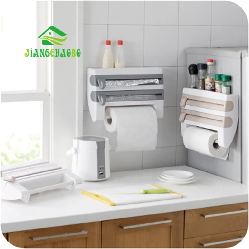 

JiangChaoBo Kitchen Multi-function Belt Cutter Plastic Wrap Storage Rack Shelf Wrap Film Cutter