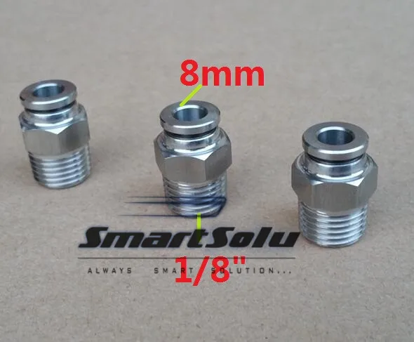 

Free shipping 10pcs/lot 8MM Tube Size 1/8" Thread stainless steel push-in fitting Threaded pipe fittings pneumatic fittings