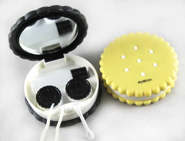 Дизайн печенья унисекс контейнер для контактных линз для глаз для женщин и мужчин модный чистящий Чехол для очков держатель для переноски контейнер