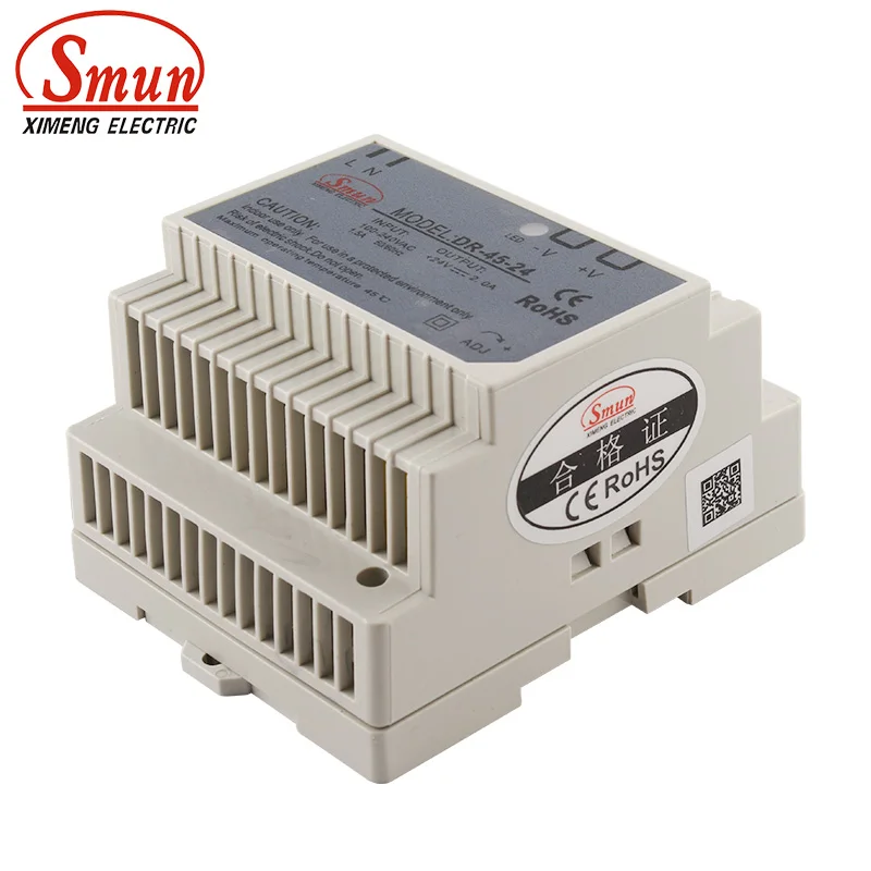 

SMUN DR-45-24 45W 24V 1.9A Single Output AC-DC Indoor Din Rail Switching Mode Power Supply