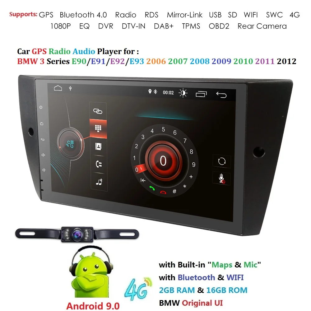 Excellent Ossuret Android 9.0 CAR NO DVD player For BMW 3 Series E90 E91 E92 E93 stereo GPS Support WIFI Bluetooth RDS DAB 4G DTV-IN SWC 3