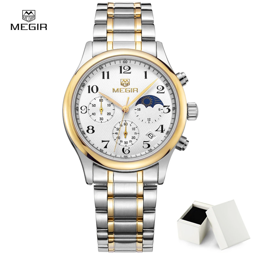 Новая версия Megir 5007 модные Смотреть Человек Роскошные Водонепроницаемый часы мужской хронограф наручные Спорт Для мужчин Relogios Masculinos