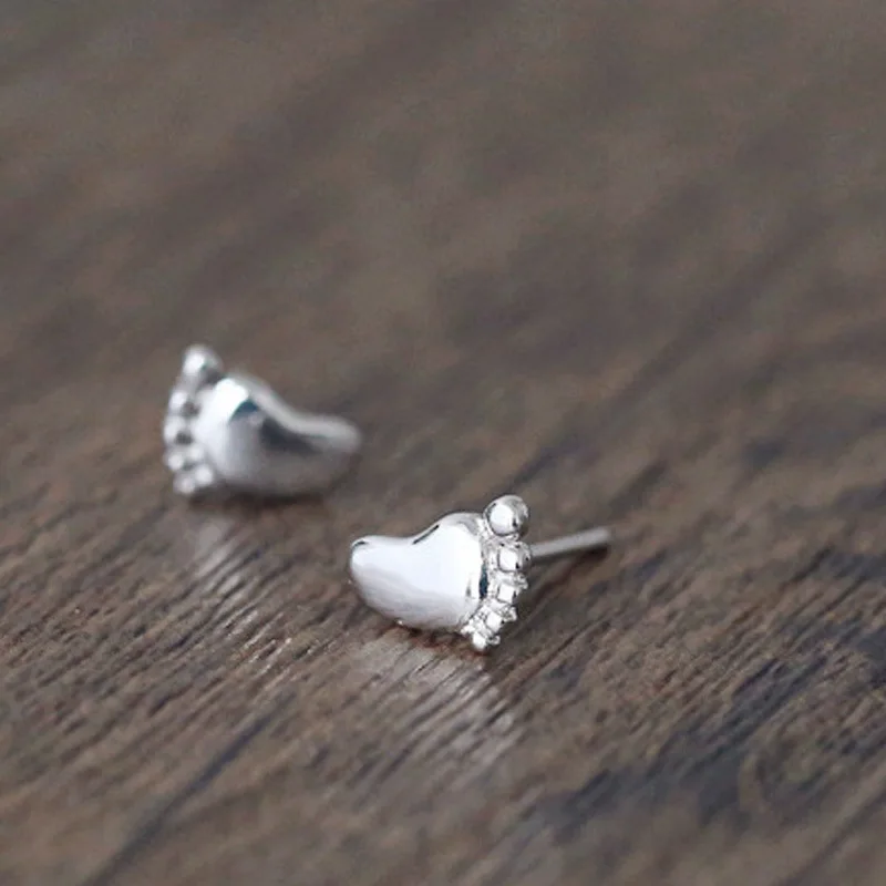 Fashion 925 sterling silver baby footprint earrings KAMEIER Cute