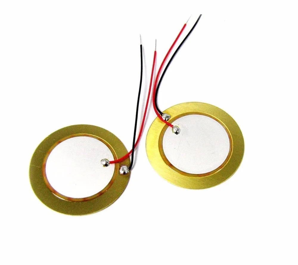 5 PCS 35mm Piezo Elements buzzer Sounder Sensor Trigger Drum Disc+ wire