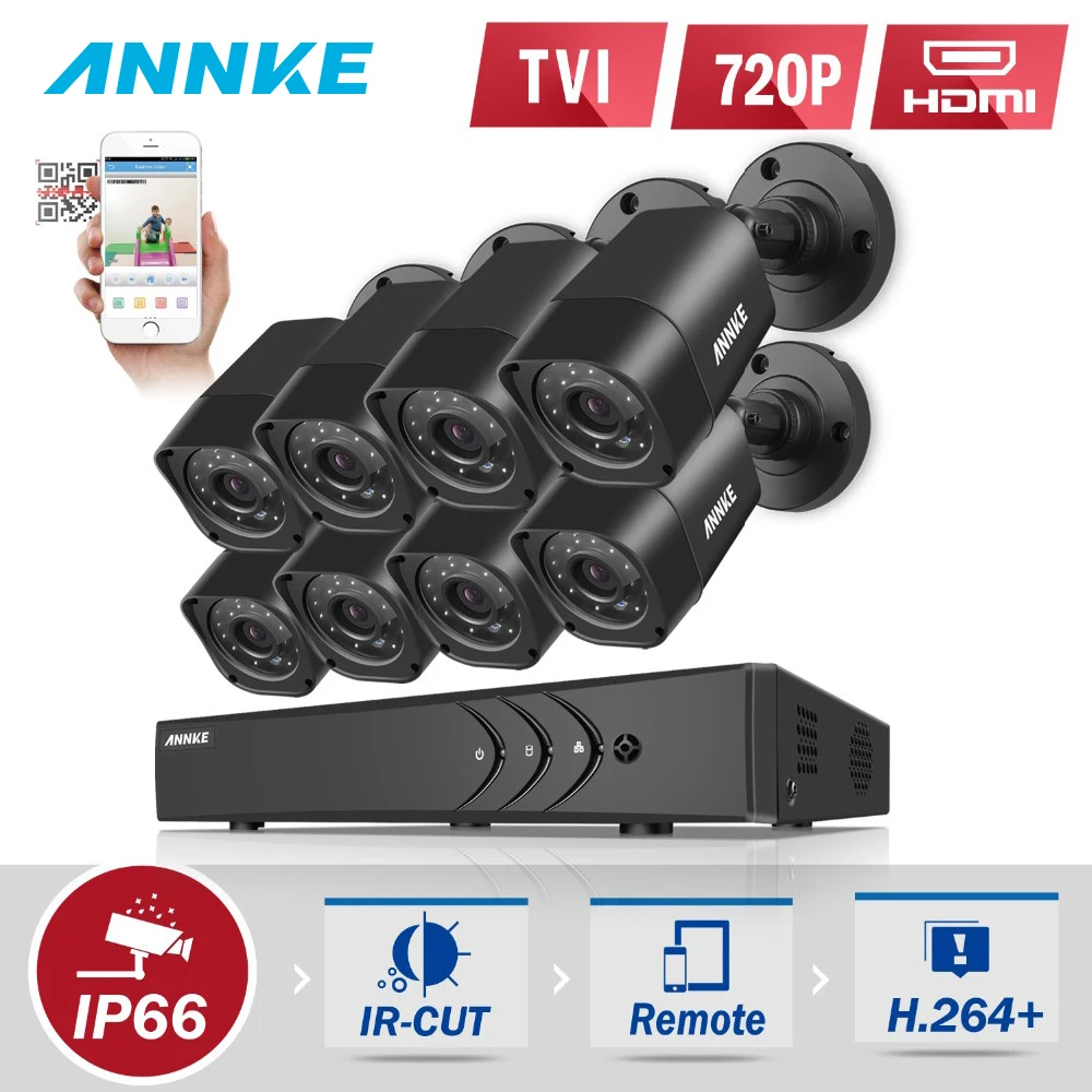 

ANNKE 8CH 720P 1500TVL CCTV System 8pcs 720P IR Outdoor Security Cameras 8CH 1080N 4in1 DVR kit CCTV Surveillance System