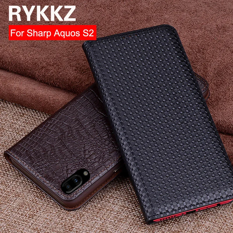 Чехол книжка RYKKZ из натуральной кожи для Sharp Aquos S2 (5 5 дюйма) чехол телефона FS8010