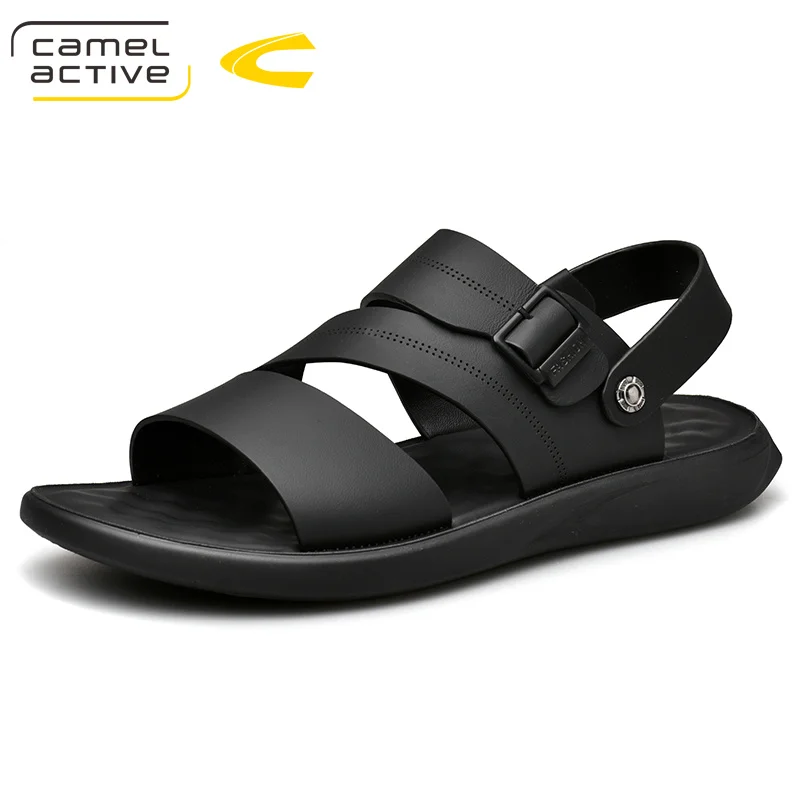 Черный Camel Active/Новинка года; высококачественные сандалии; мужские сандалии; Летние сандалии из натуральной кожи; Мужская Уличная обувь; мужская кожаная обувь - Цвет: Черный