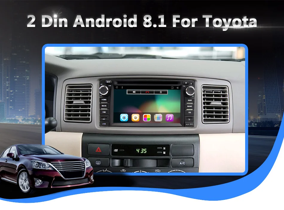 Cheap Eunavi 2 din Android 8.1 tda7851 car dvd radio player for Toyota Hilux VIOS Old Camry Prado RAV4 Prado 2003-2008 gps navi stereo 1
