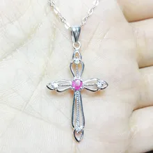 Крест подвеска с рубином 0.35ct драгоценный камень 925 серебро натуральный настоящий рубин ювелирные украшения# CY181103001