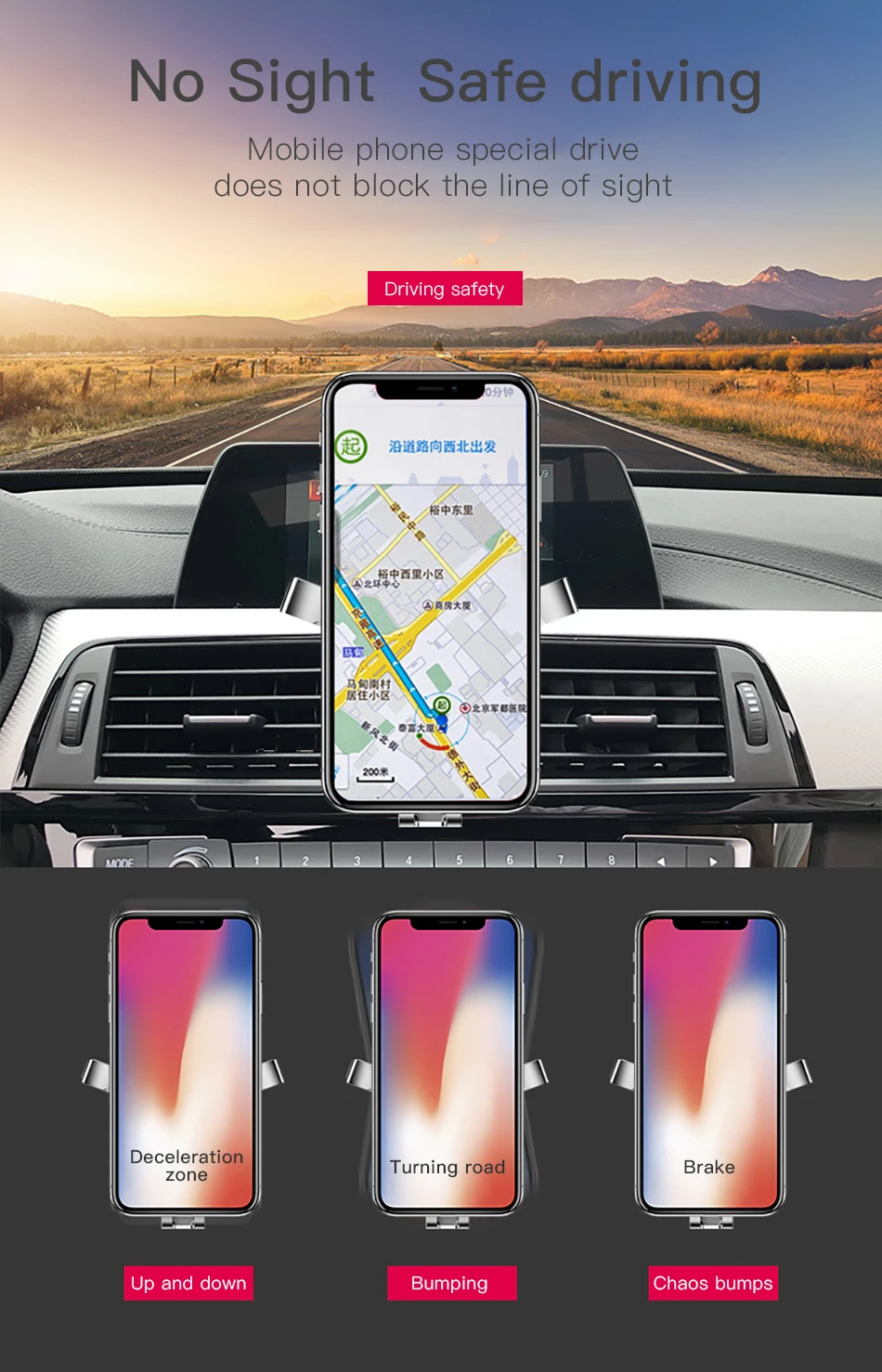 !ACCEZZ Gravity Car Phone Holder Stand Air Vent 360 Degree Rotation Universal 4-7 inches For iphone Xiaomi Samsung Auto Bracket (5)