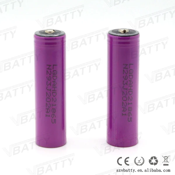 

25A Original for LG HD2 battery high drain 2500mah battery 3.7V LG18650 battery with Button top pk for lg he2(1 pc)
