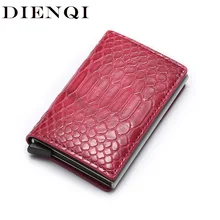 DIENQI анти вор Rfid Блокировка ID кредитный держатель для карт кошелек Тонкий Бизнес кассовый банк держатель для карт кожаный металлический бумажник визитница