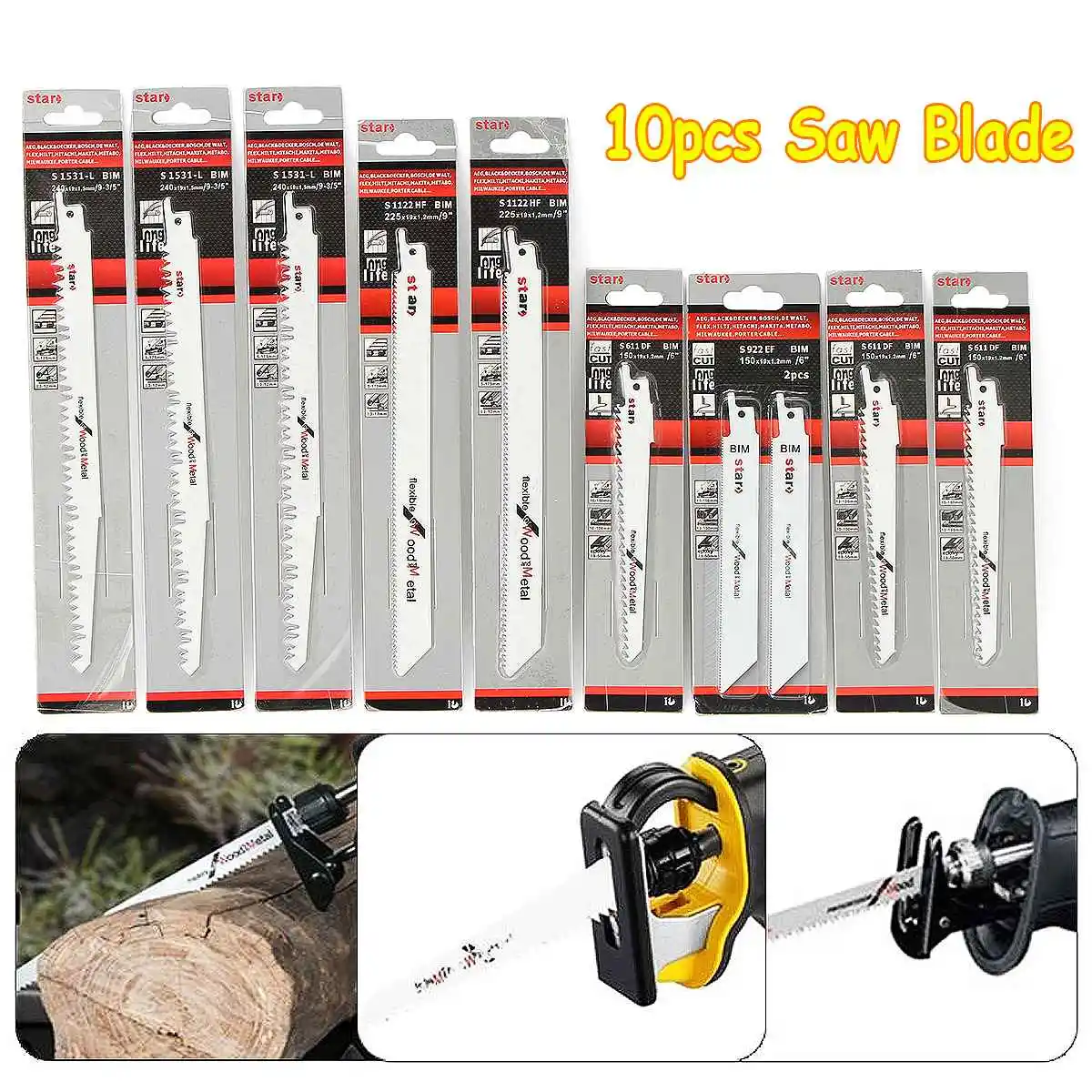 10pcs/set Assorted Jigsaw Blade Set High Quality Metal Steel Jigsaw