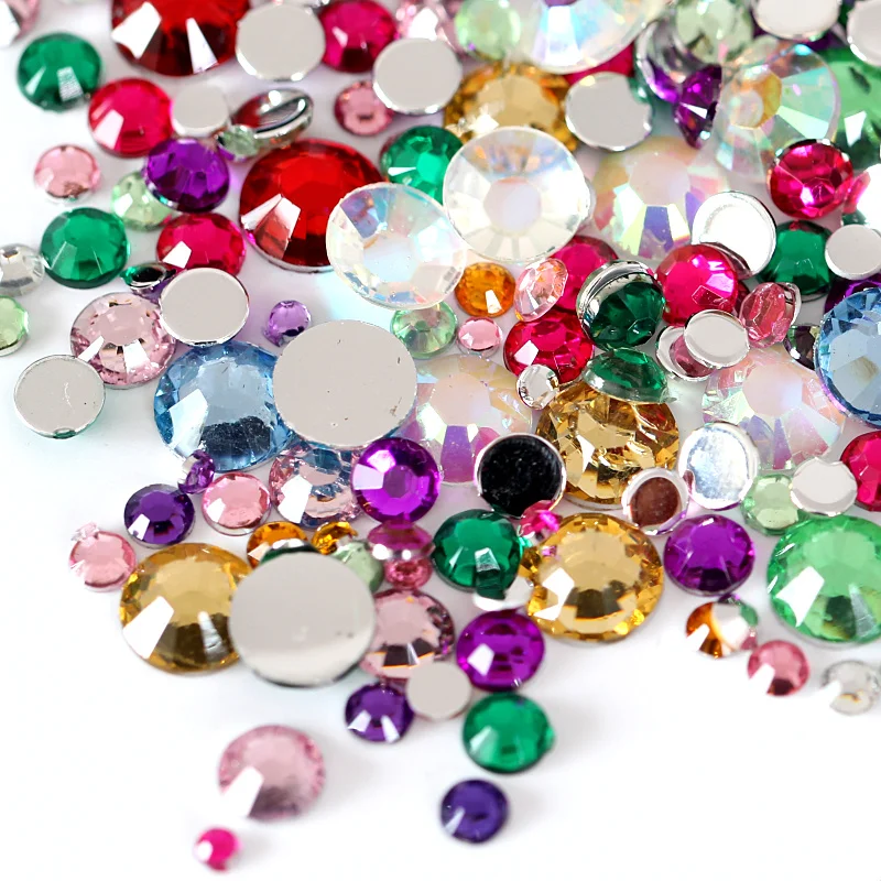 

6 Sizes Colorful Resin Non Hot Fix Rhinestones Flatback 3D Nail Rhinestones Crystal Strass for DIY Nail Art Decoration B1267