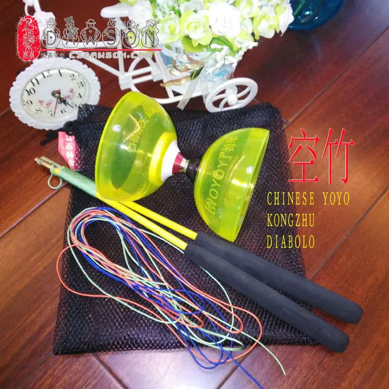 YOYO 3 подшипника Diabolo набор крепких стекловолоконных палочек прозрачный(синий фиолетовый зеленый красный желтый оранжевый) струнная сумка Новинка kongzhu