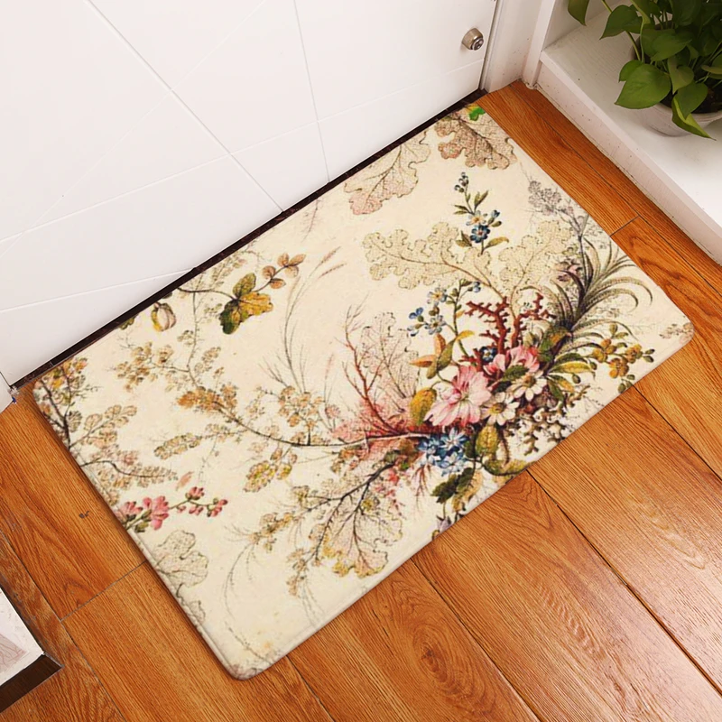 2017 Retro Style Stripe Beautiful Flower Print Carpets Anti-slip Floor Mat Outdoor Rugs Creative Fr